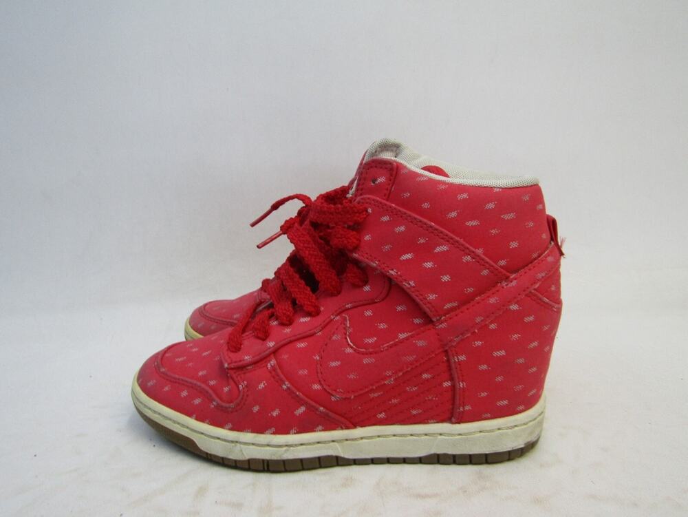 NIKE Sky Hi Dunk Womens Size 6 Hot Pink Laces Hidden Wedge Sneakers Shoes